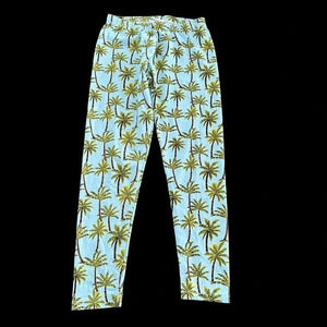 Stella Cove Girls Size 12 years Blue Palm Tree Print Pull On Leggings Summer